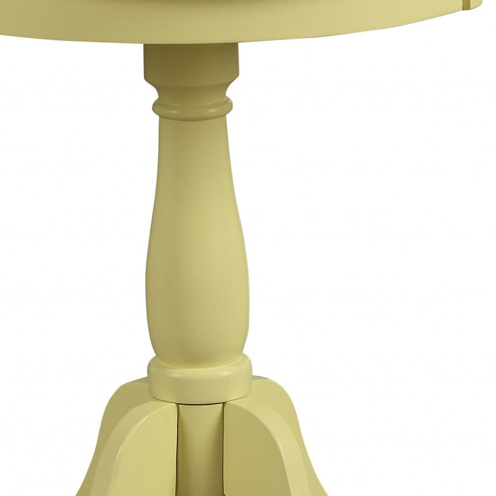 22" White Wood Round Pedestal End Table