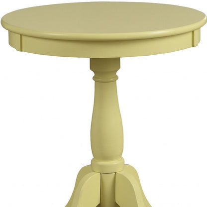 22" White Wood Round Pedestal End Table