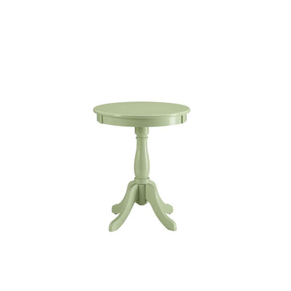 22" White Wood Round Pedestal End Table