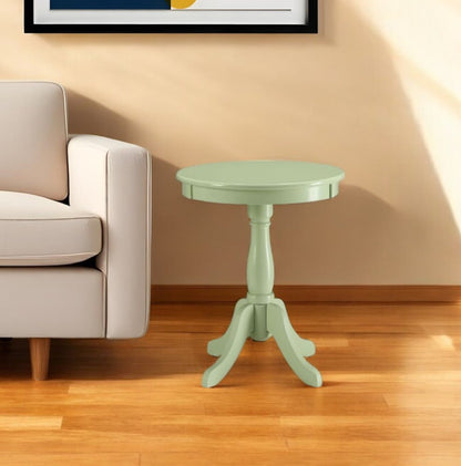 22" White Wood Round Pedestal End Table