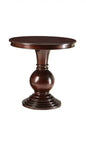 26" Brown Solid Wood Round Pedestal End Table
