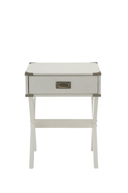 Modern White X Shape Wooden Storage End Table