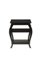 23" Black Wood Bow Leg End Table With Two Shelves