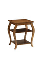 23" Brown Wood Bow Leg End Table With Two Shelves