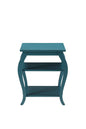 23" Teal Blue Wood Bow Leg End Table With Two Shelves