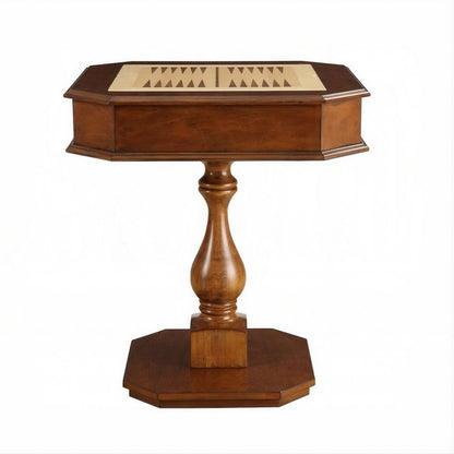 28" Black Wood Octagon Pedestal Console Table With Drawer