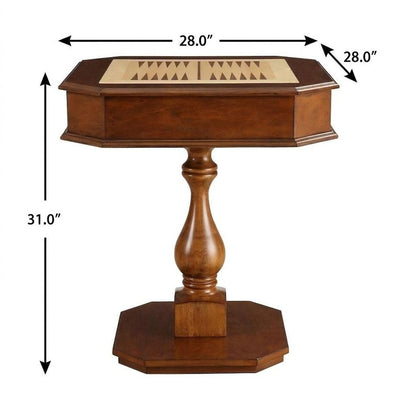 28" Brown Cherry Octagonal Game Table With Drawer