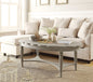 50" Antiqued White Solid Wood Oval Distressed Coffee Table