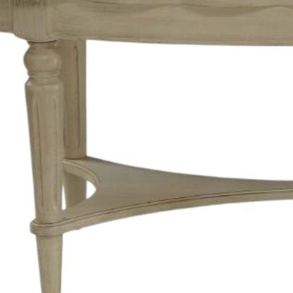 50" Antiqued White Solid Wood Oval Distressed Coffee Table
