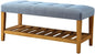 40" Light Gray And Brown Tufted Fabric And Solid Wood Upholstered Storage Bench With Shelves