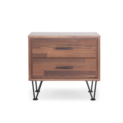 18" Brown Wood Two Drawer Nightstand