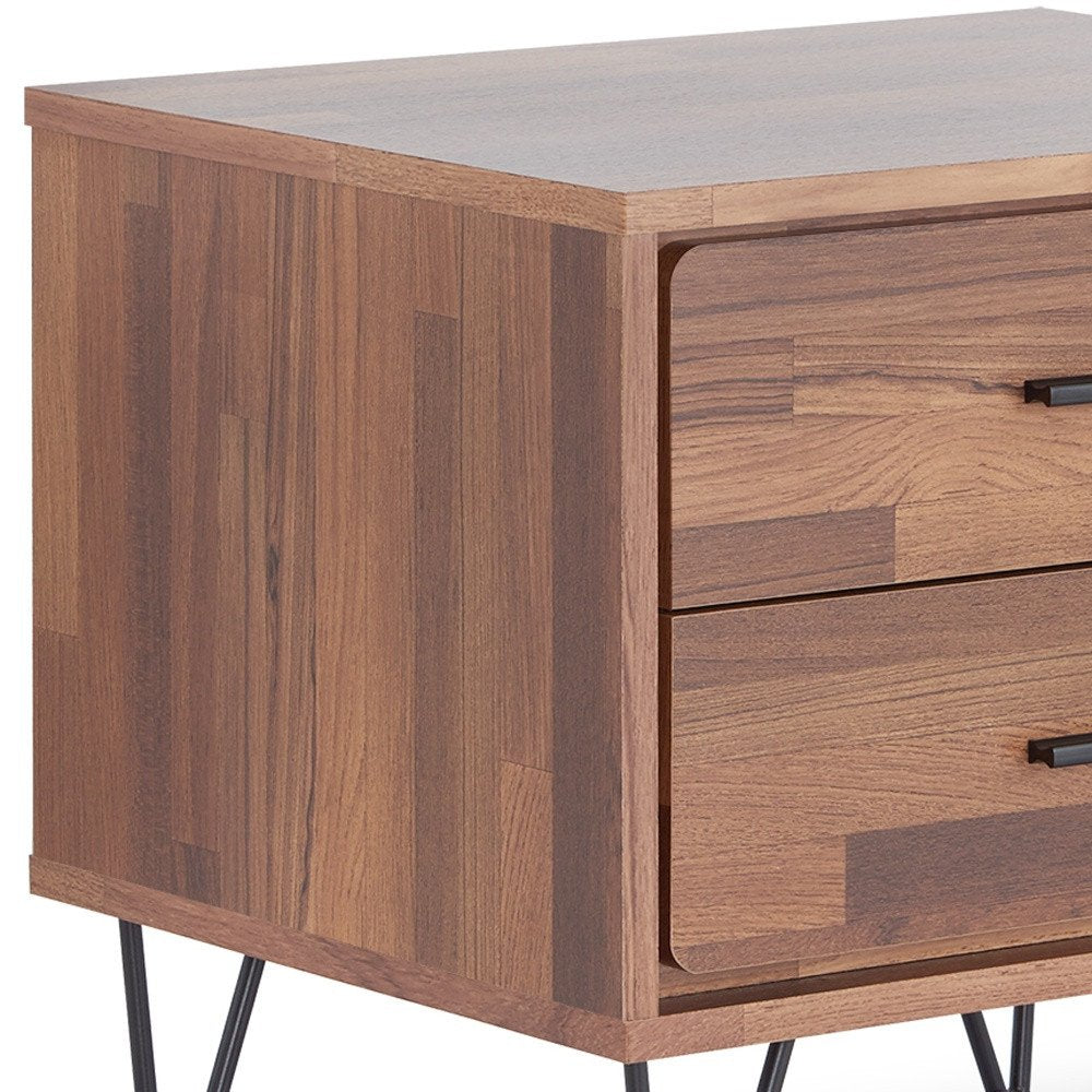 18" Brown Wood Two Drawer Nightstand