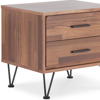 18" Brown Wood Two Drawer Nightstand