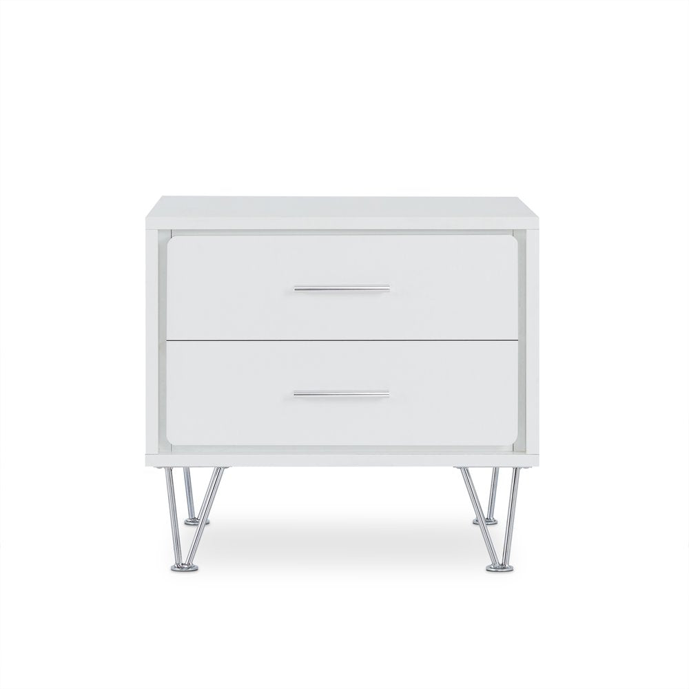 18" Brown Wood Two Drawer Nightstand