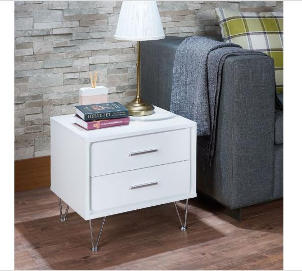 18" Brown Wood Two Drawer Nightstand