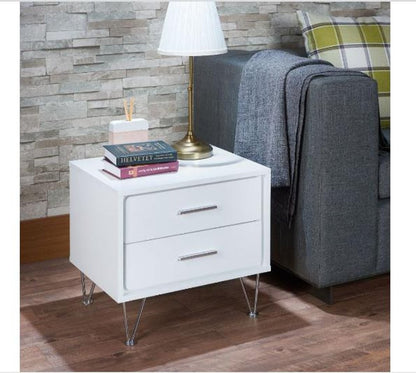 18" Brown Wood Two Drawer Nightstand