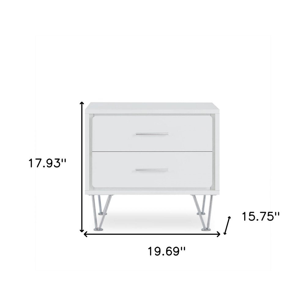 18" Brown Wood Two Drawer Nightstand