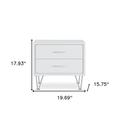 18" Brown Wood Two Drawer Nightstand