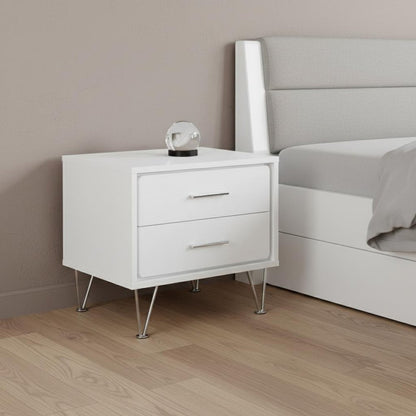 18" Brown Wood Two Drawer Nightstand