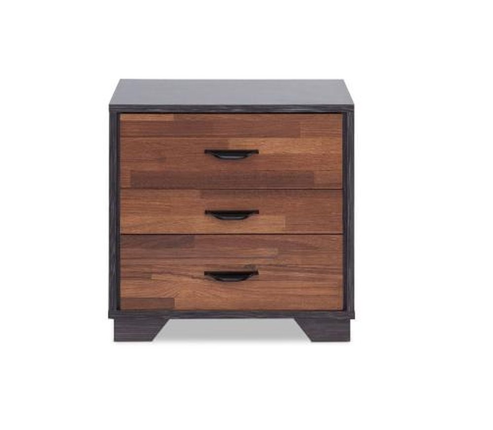 19" Espresso Wood Three Drawer Nightstand
