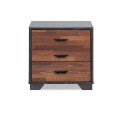 19" Espresso Wood Three Drawer Nightstand