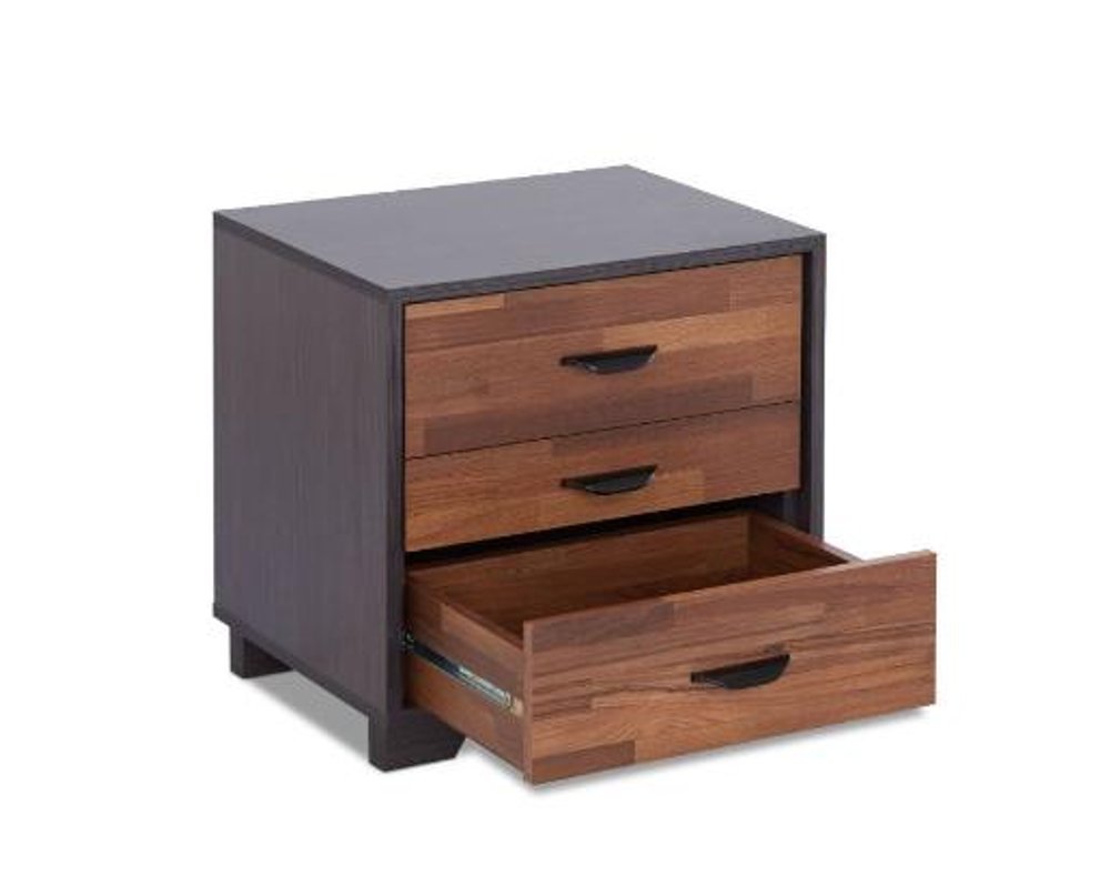 19" Espresso Wood Three Drawer Nightstand