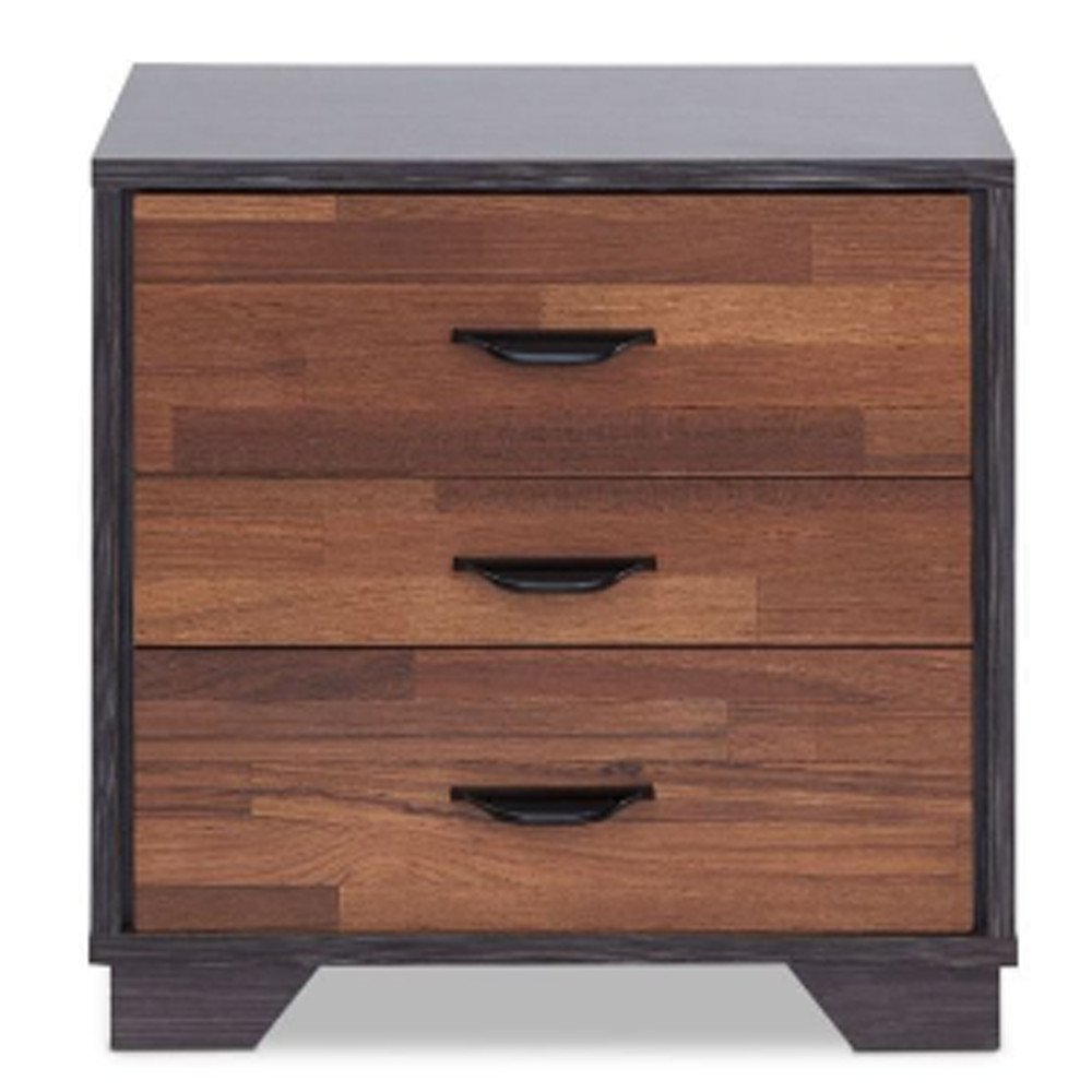 19" Espresso Wood Three Drawer Nightstand
