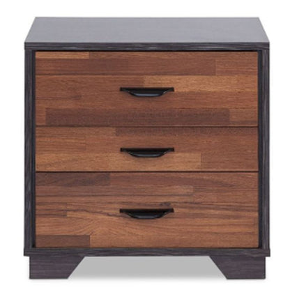 19" Espresso Wood Three Drawer Nightstand