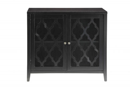 34" White Sideboard with Two Glass Doors