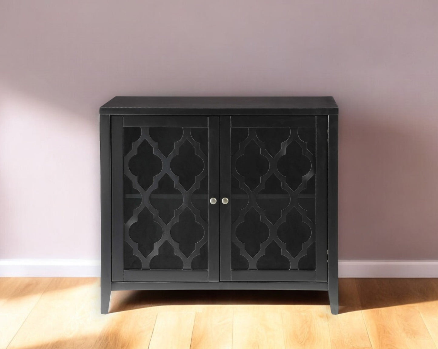 34" Black Sideboard with Two Glass Doors