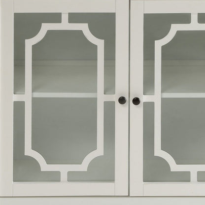 34" White Sideboard with Two Glass Doors