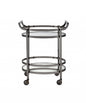 27" X 19" X 34" Clear Glass And Black Nickel Serving Cart