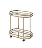 Champagne Finish Metal Serving Cart With 2 Mirror Shelves