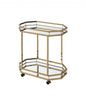 28" Champagne and Clear Glass and Iron Octagon Rolling Prep Table