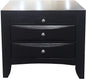 25" Black Solid Wood Three Drawer Nightstand