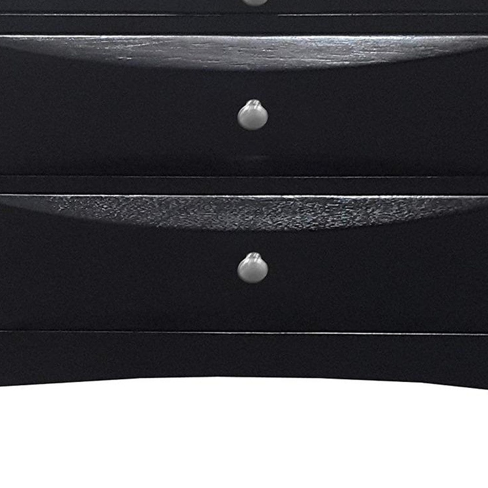 25" Black Three Drawers Nightstand