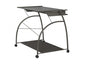 32" Clear and Silver Glass and Stainless Steel Mirrored Rolling Computer Desk
