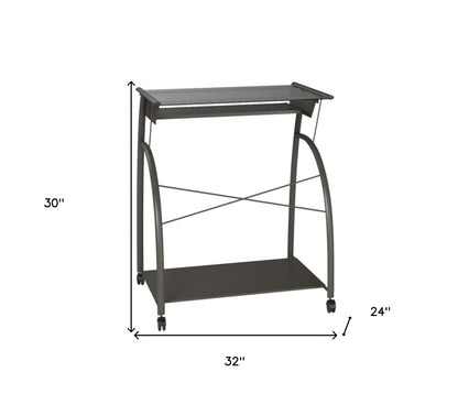 32" Clear and Silver Glass Mirrored Computer Desk