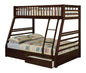 Espresso Twin Over Full Solid Wood Bunk Bed With Storage