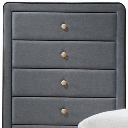 32" Light Gray Wood Five Drawer Dresser