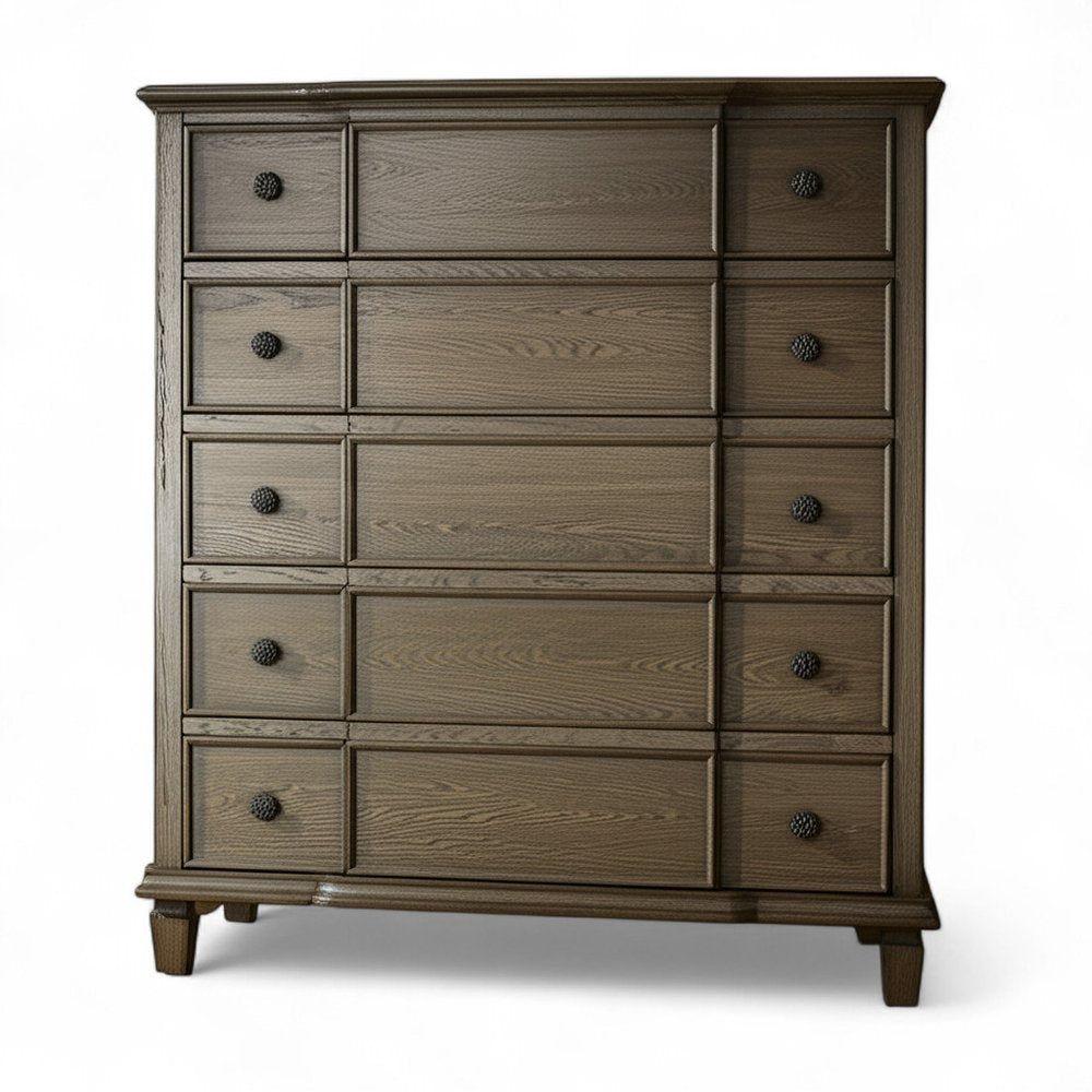 40" Oak Wood Five Drawer Dresser