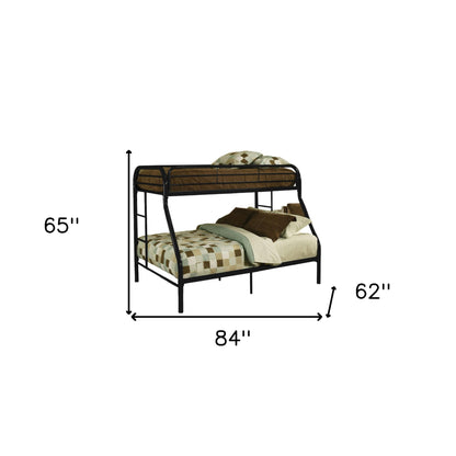 84" X 62" X 65" Twin Xl Over Queen Silver Metal Tube Bunk Bed