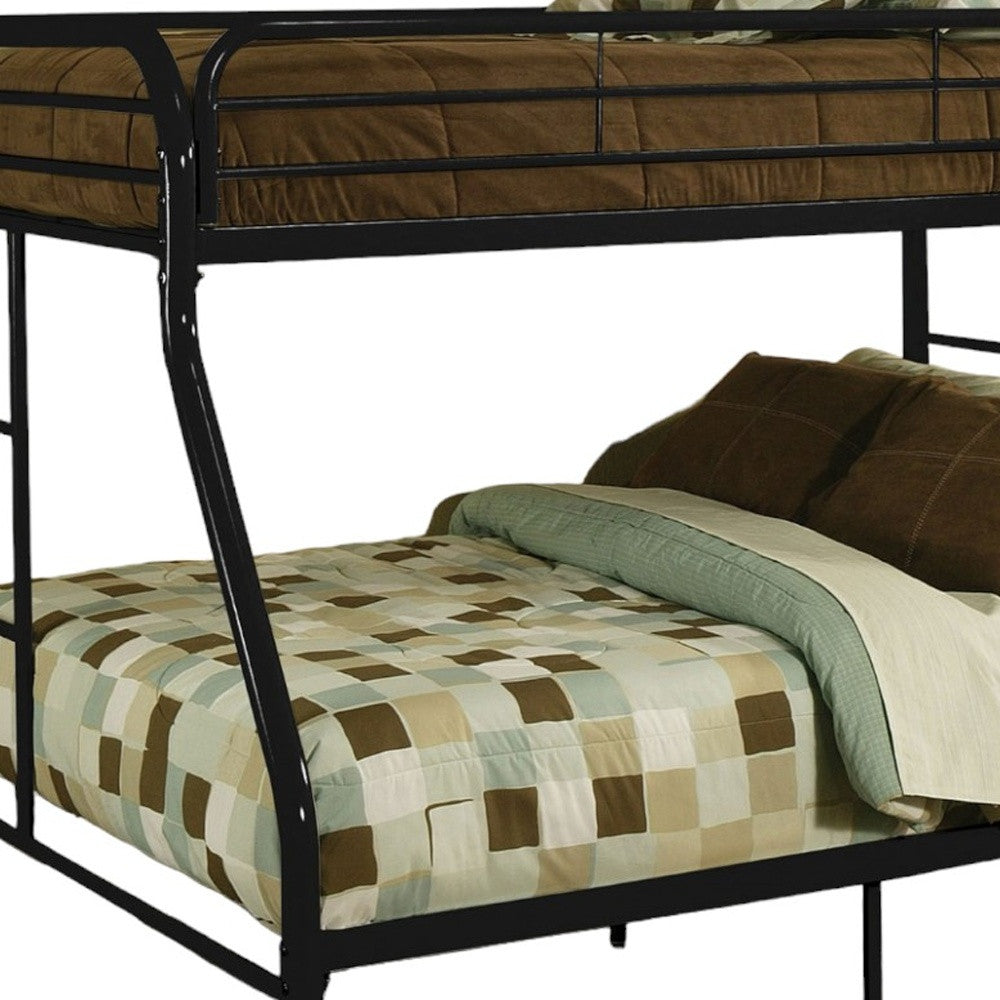 84" X 62" X 65" Twin Xl Over Queen Silver Metal Tube Bunk Bed