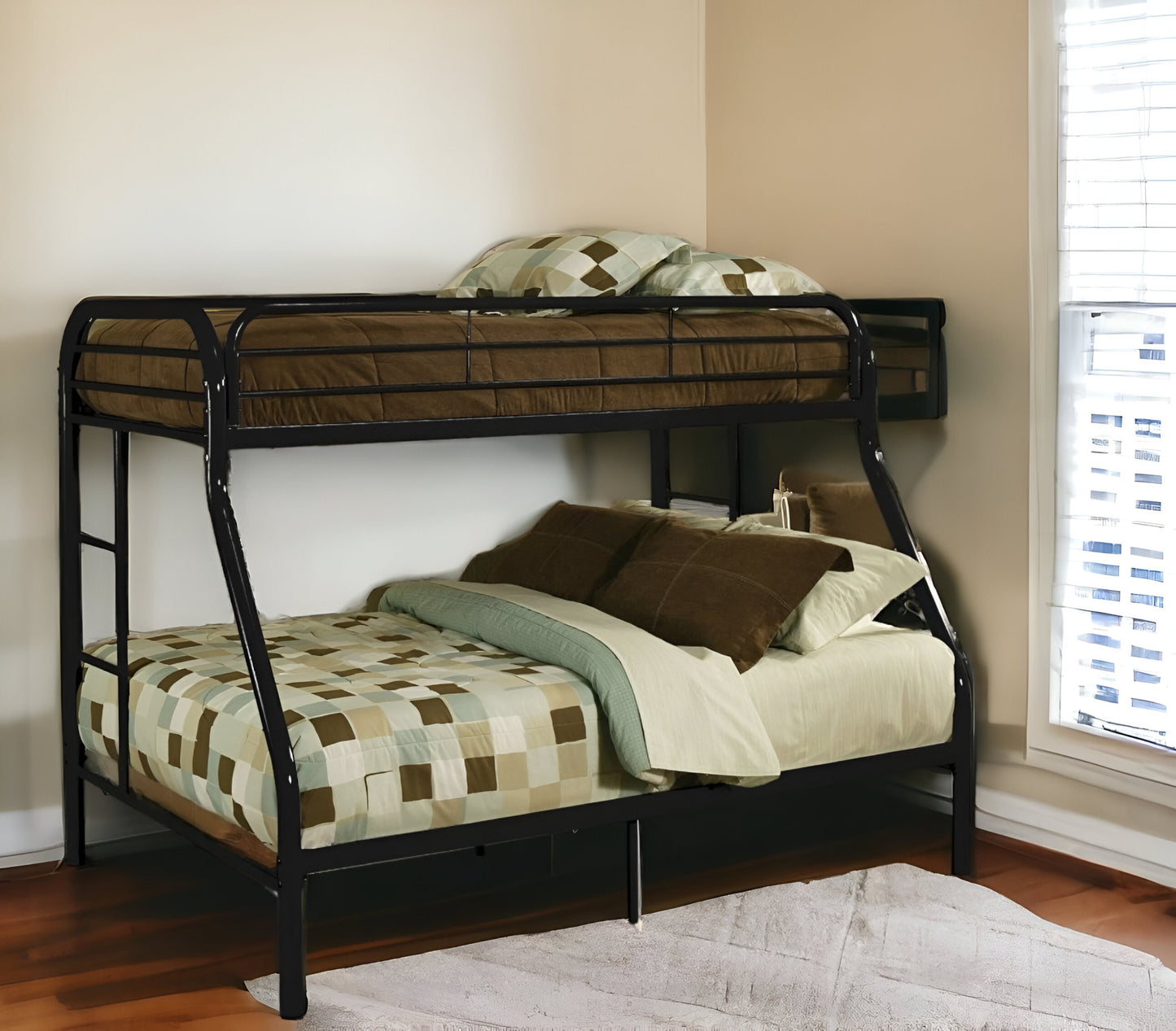 Black Twin Over Full Contemporary Metal Bunk Bed