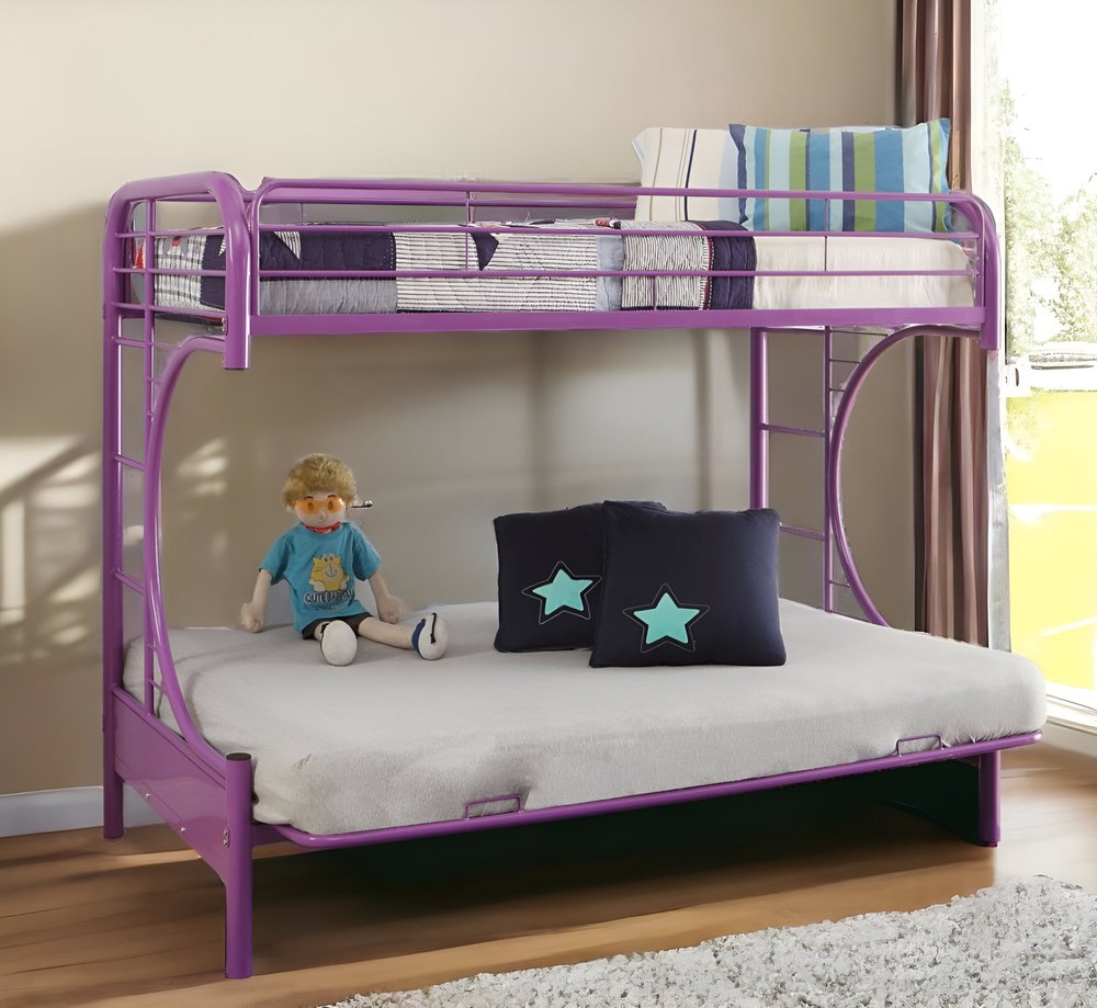 78" X 41" X 65" Twin Over Full Silver Metal Tube Bunk Bed
