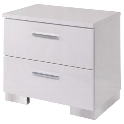 23" White Two Drawers Mirrored Nightstand