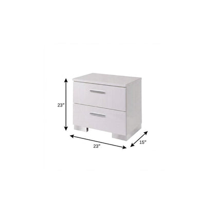 23" White Two Drawers Mirrored Nightstand