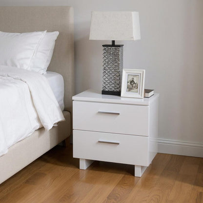 23" White Two Drawers Mirrored Nightstand