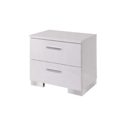 23" White Two Drawers Mirrored Nightstand