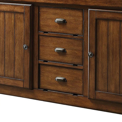 Rustic Farmhouse Warm Tobacco Rolling Kitchen Cart